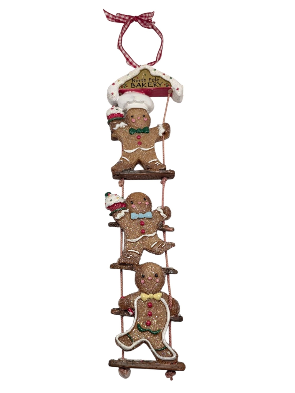 Gingerbread Man Ladder Christmas Ornament North Pole Bakery Hanging Tree 9"